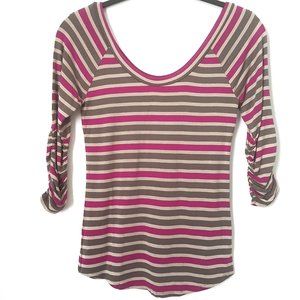 Old Navy Pink/Cream/Tan Striped Scooped Top, S